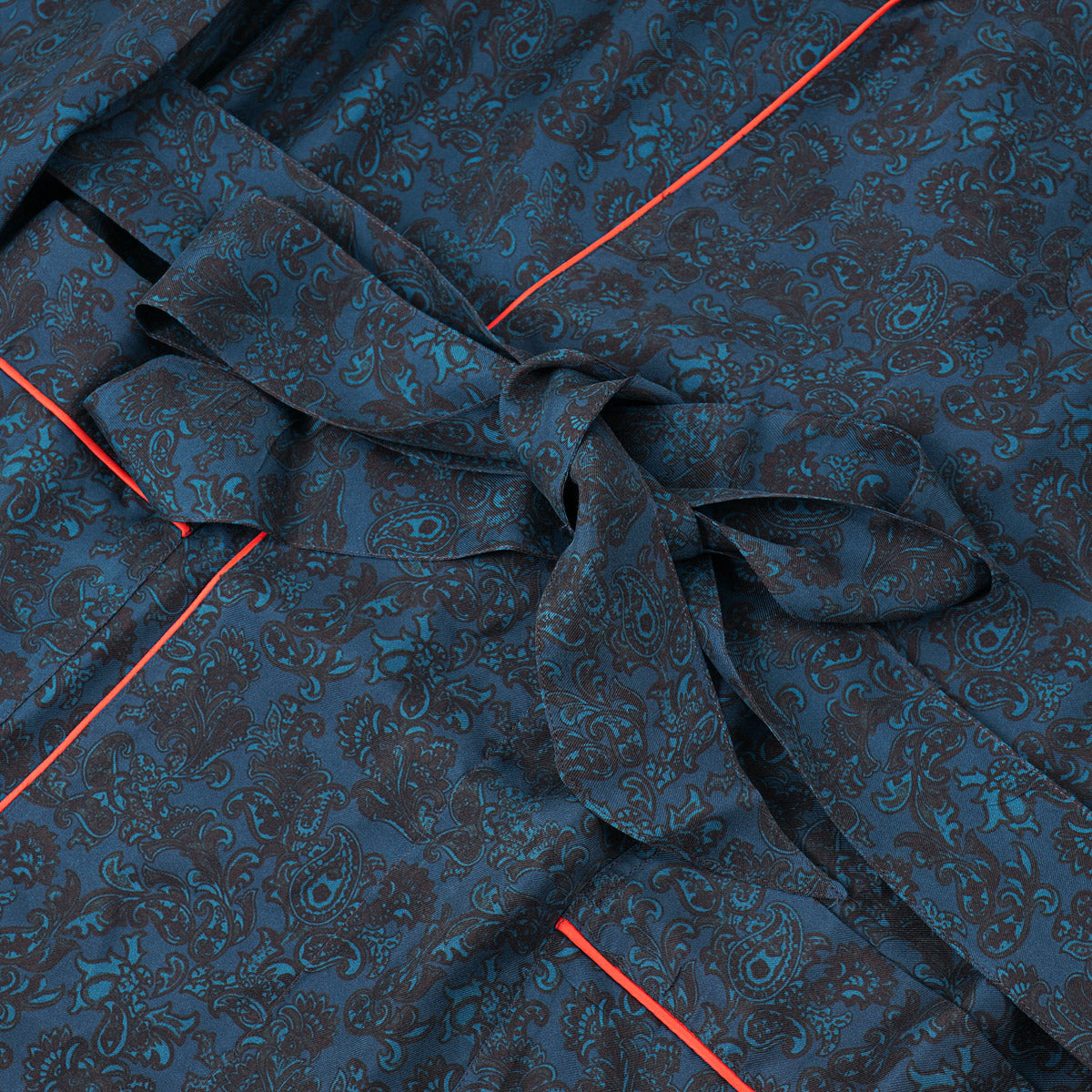 Isaia Printed Silk Belted Robe