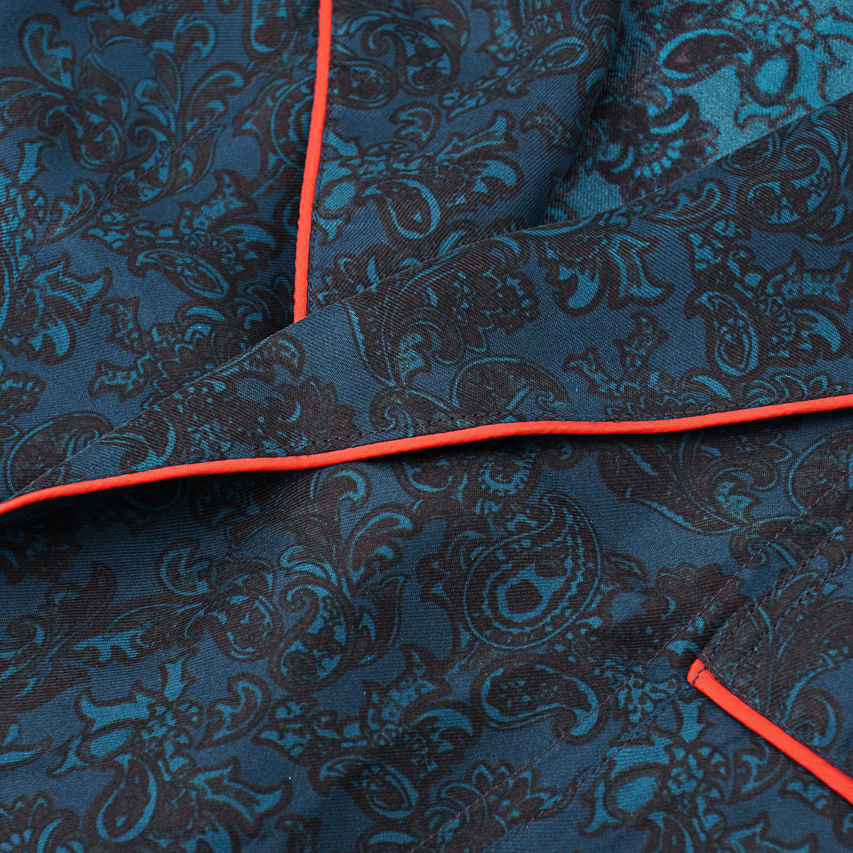 Isaia Printed Silk Belted Robe