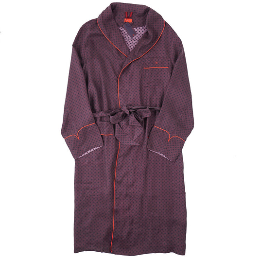 Isaia Printed Silk Belted Robe