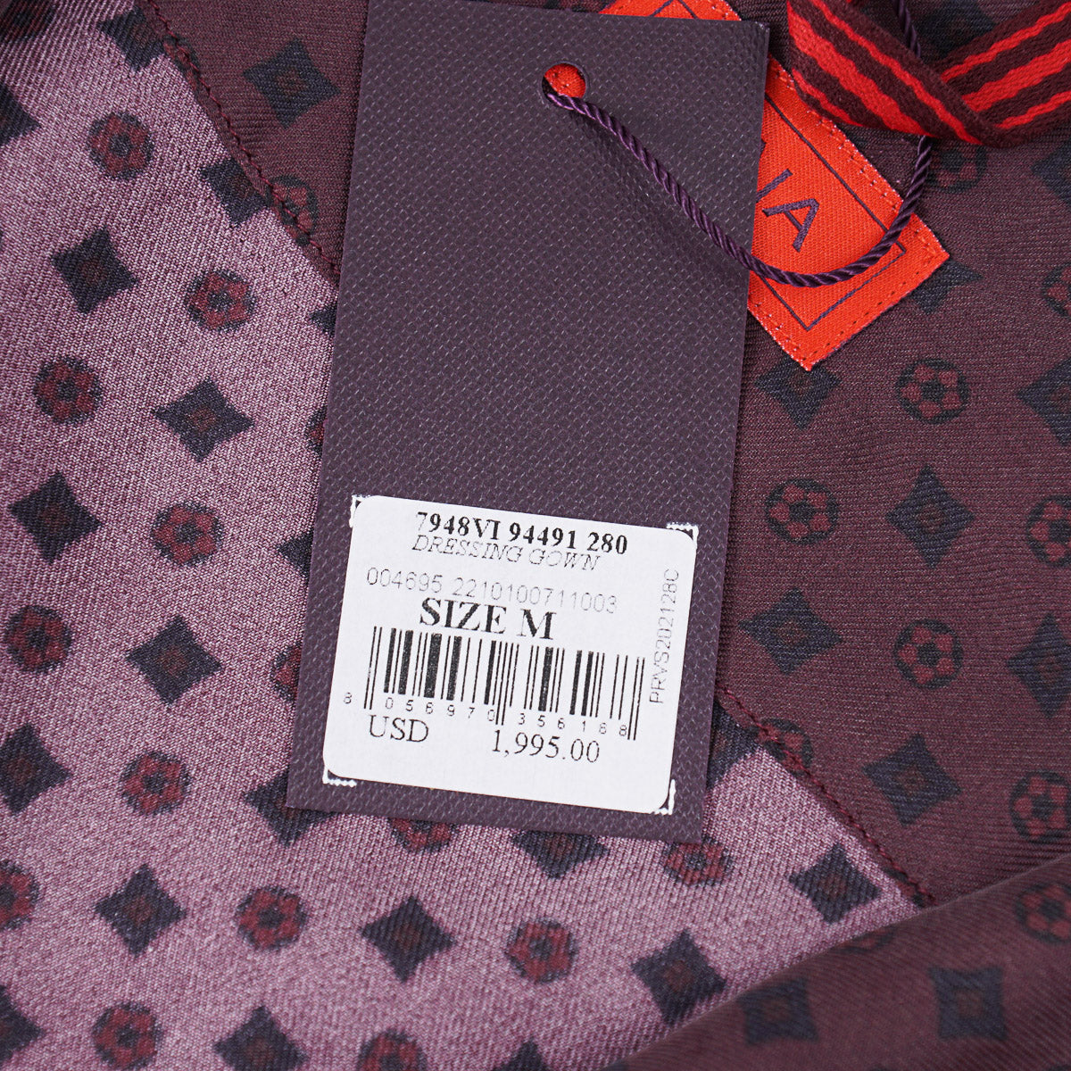 Isaia Printed Silk Belted Robe