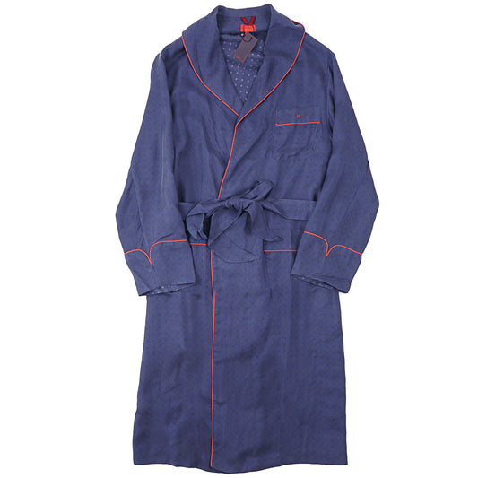 Isaia Printed Silk Belted Robe