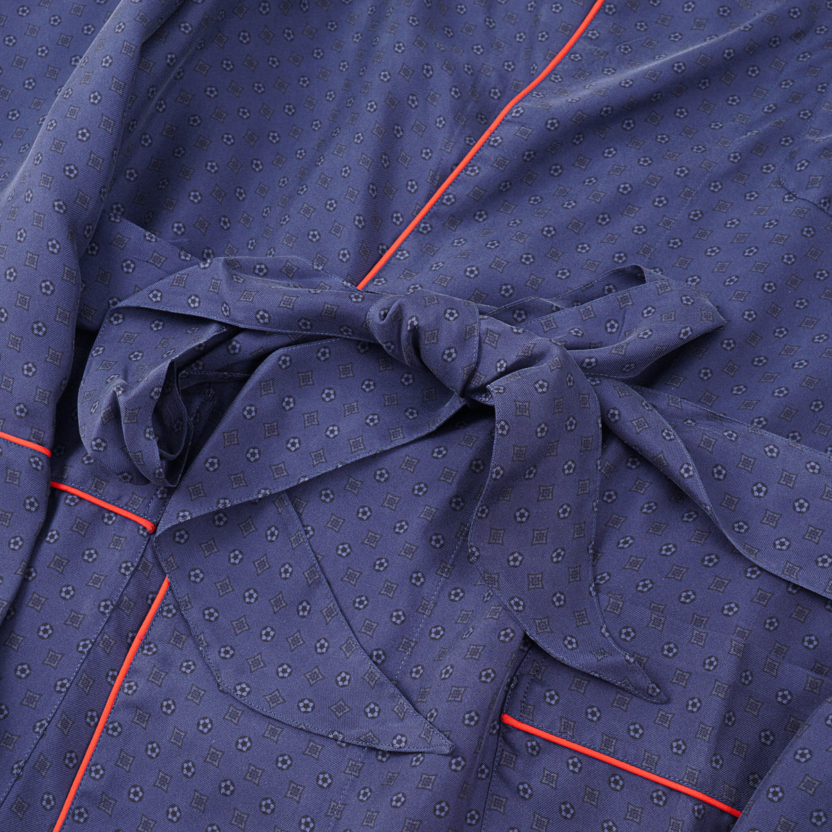 Isaia Printed Silk Belted Robe