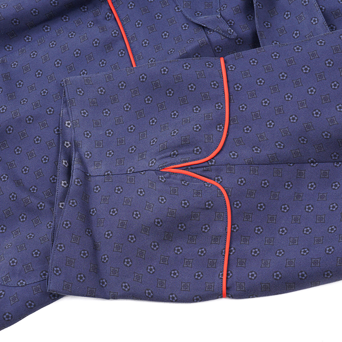Isaia Printed Silk Belted Robe