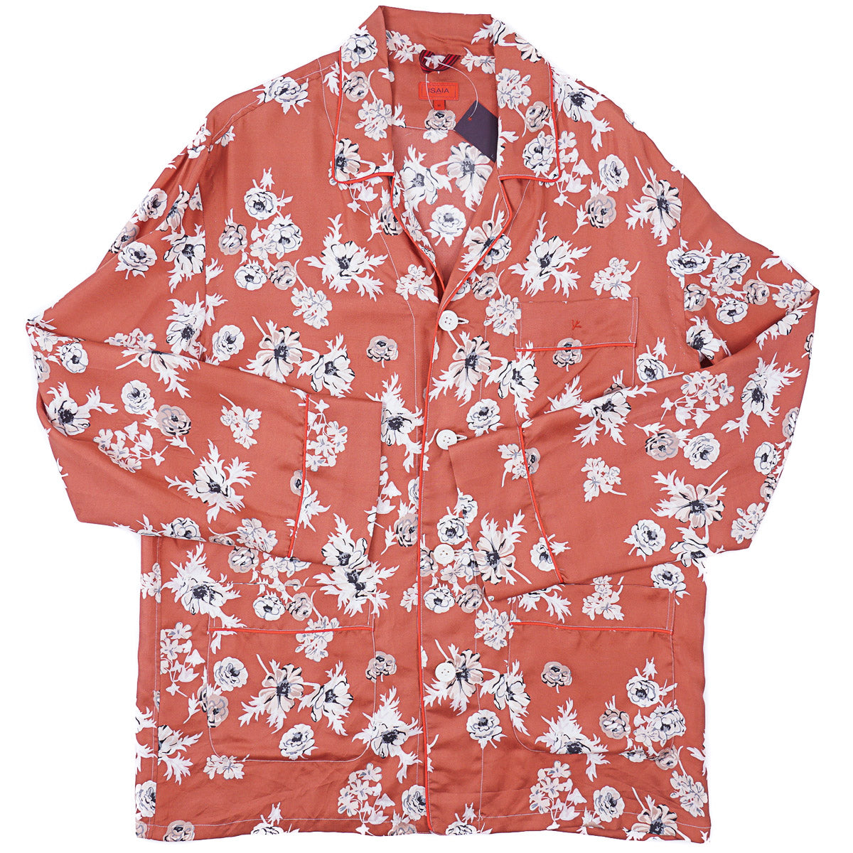 Isaia Printed Floral Silk Pajama Shirt