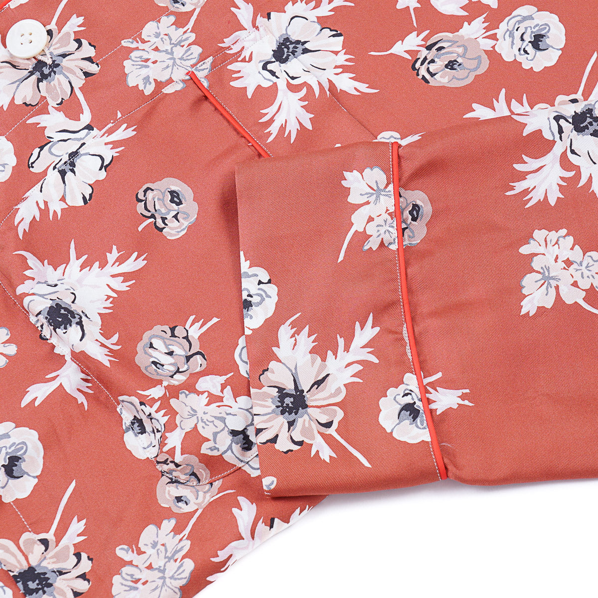 Isaia Printed Floral Silk Pajama Shirt