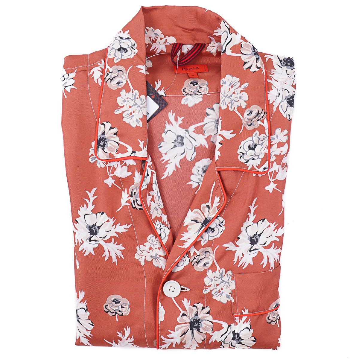 Isaia Printed Floral Silk Pajama Shirt
