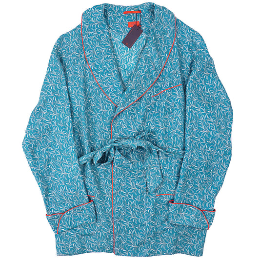 Isaia Printed Silk Smoking Jacket Robe