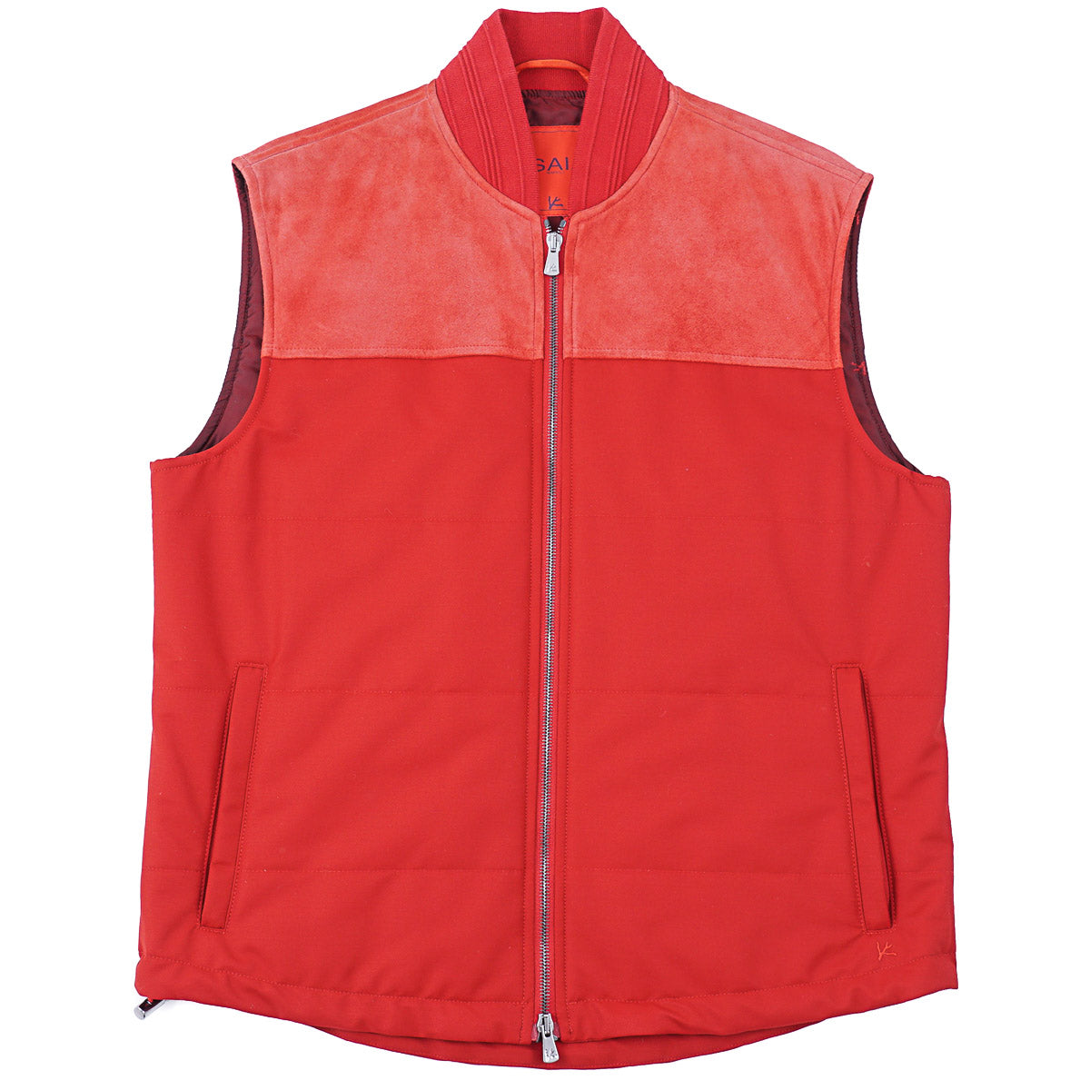 Isaia Tech Wool and Lamb Suede Vest