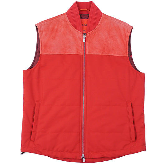 Isaia Tech Wool and Lamb Suede Vest
