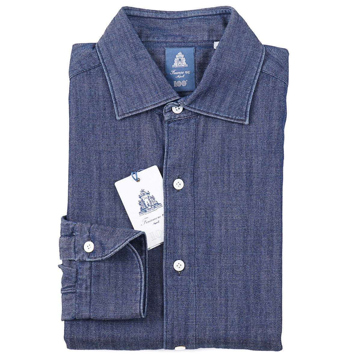 Finamore Slim-Fit Denim Cotton Shirt