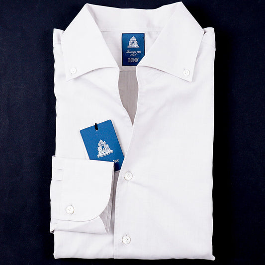 Finamore Woven Cotton Spread Collar Shirt