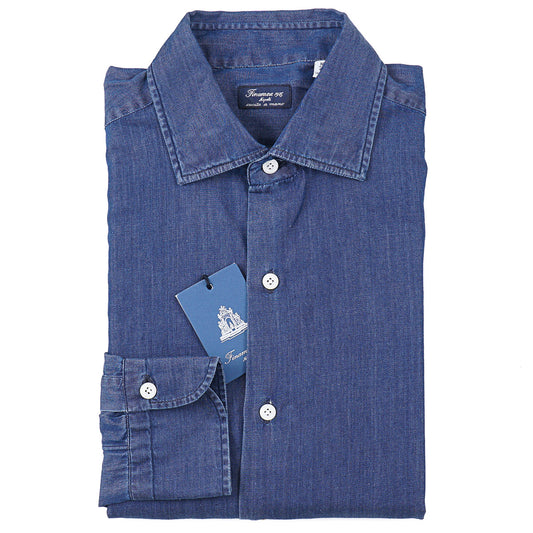 Finamore Chambray Denim Cotton Shirt - Top Shelf Apparel