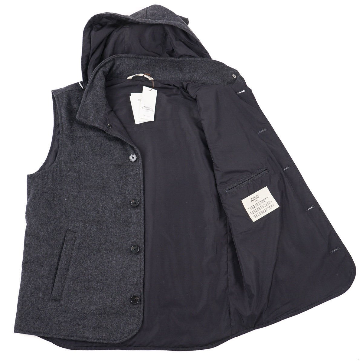 Maurizio Baldassari Flannel Cashmere Vest with Hood - Top Shelf Apparel