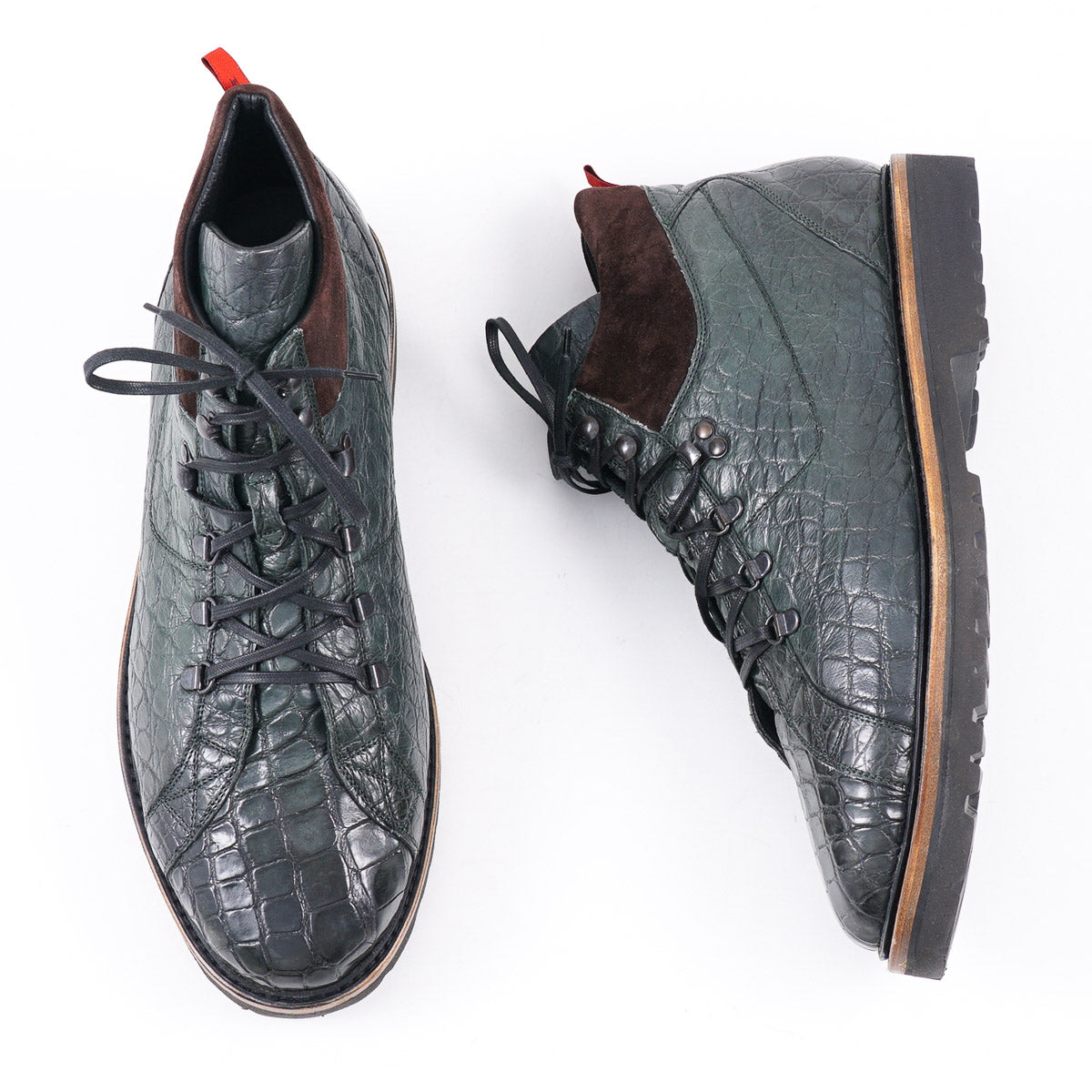 Kiton Green Crocodile Hiking Boots - Top Shelf Apparel