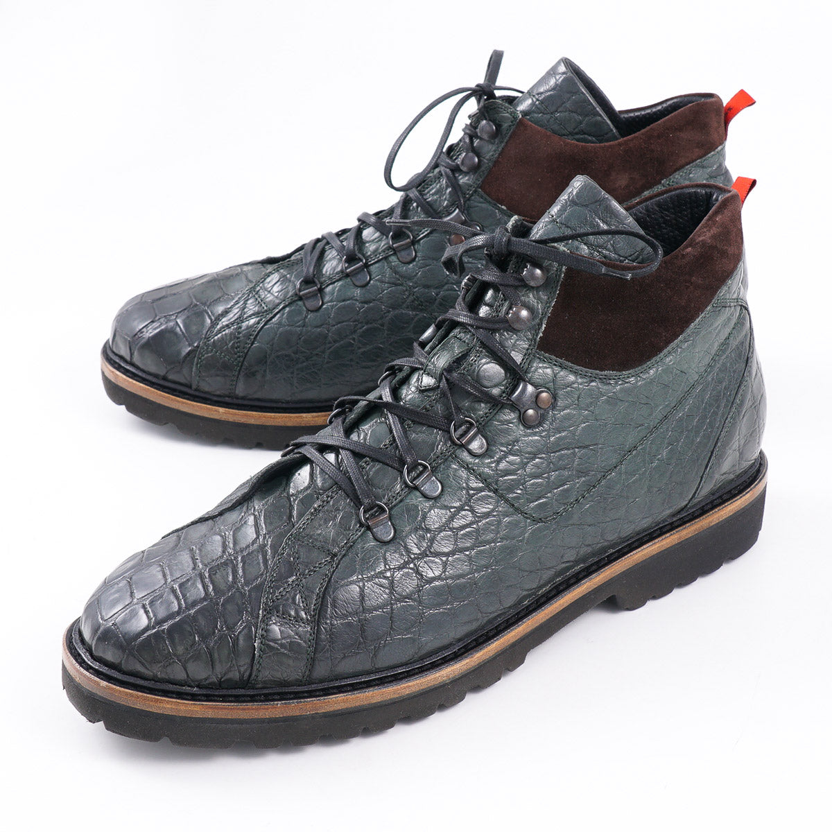 Kiton Green Crocodile Hiking Boots - Top Shelf Apparel