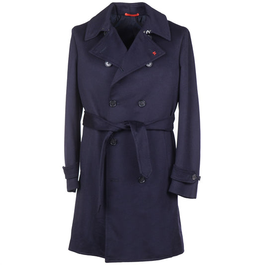 Isaia Navy Blue Aqua Cashmere Overcoat - Top Shelf Apparel