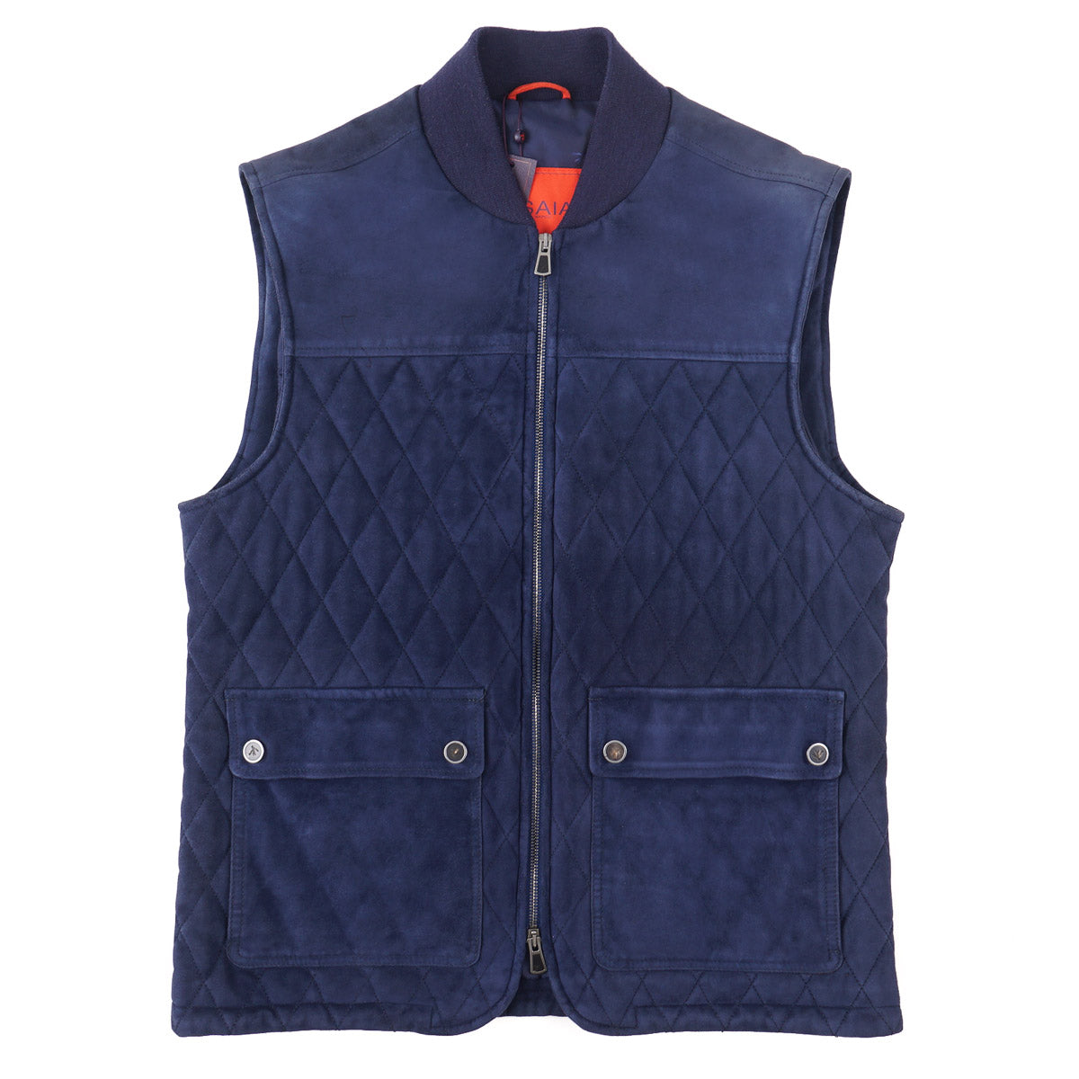 Isaia Quilted Padded Lambskin Suede Vest - Top Shelf Apparel