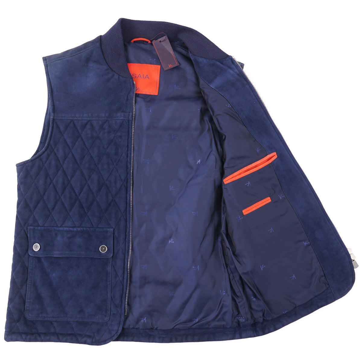 Isaia Quilted Padded Lambskin Suede Vest - Top Shelf Apparel