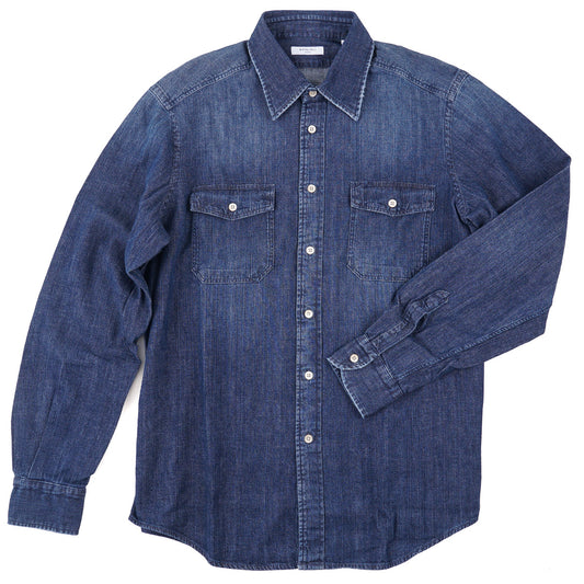 Boglioli Garment-Washed Denim Overshirt