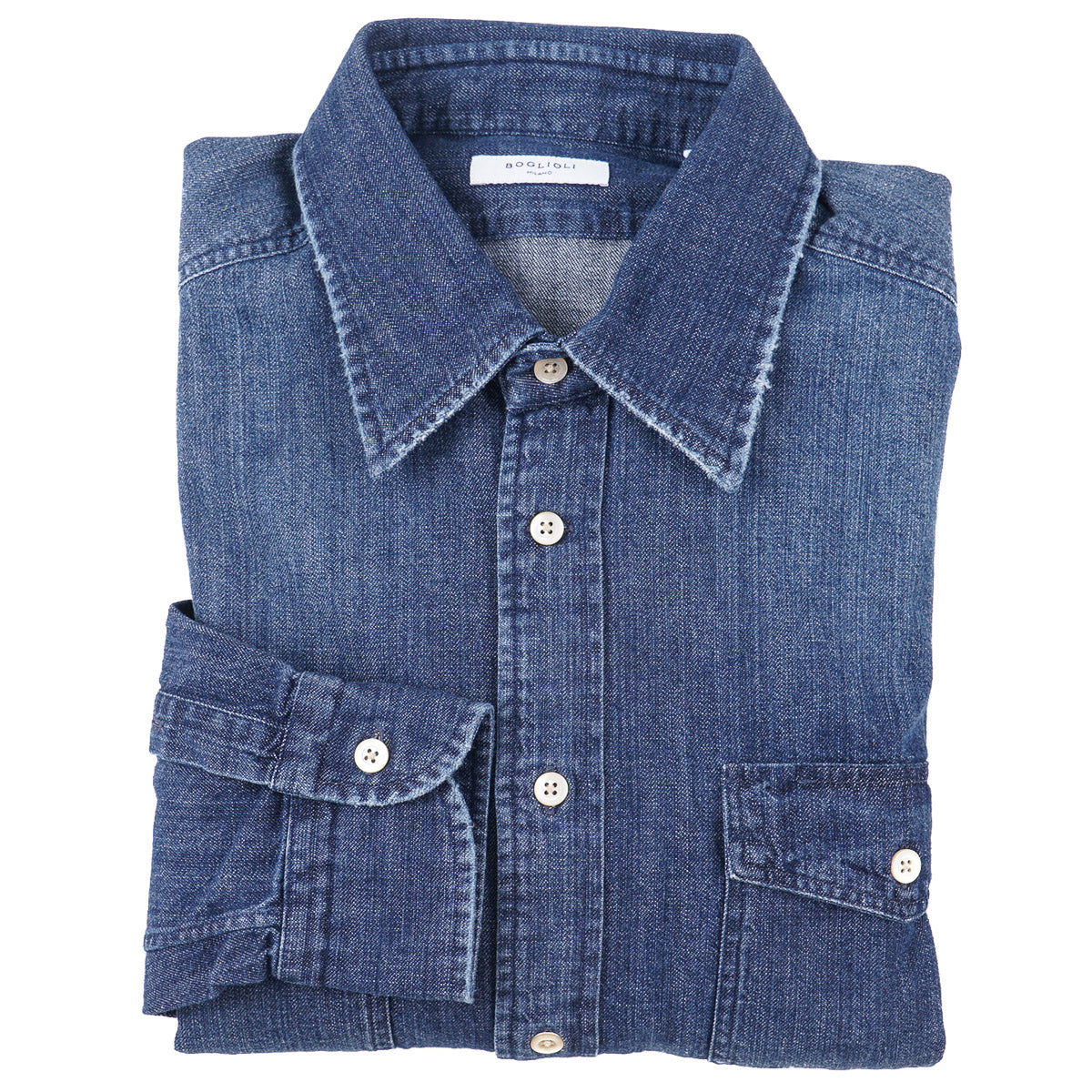 Boglioli Garment-Washed Denim Overshirt