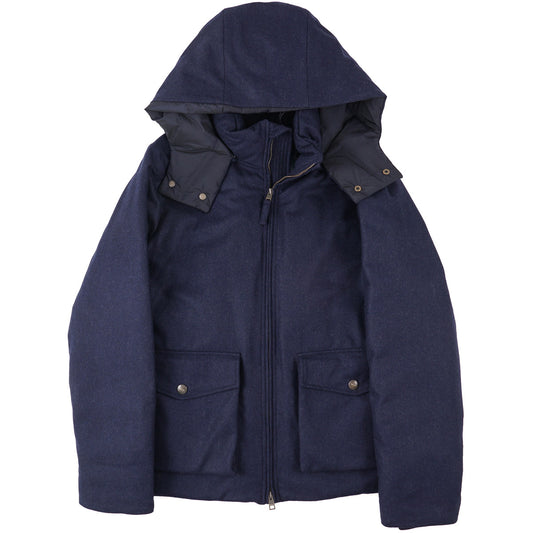 Boglioli Flannel Wool Hooded Down Jacket