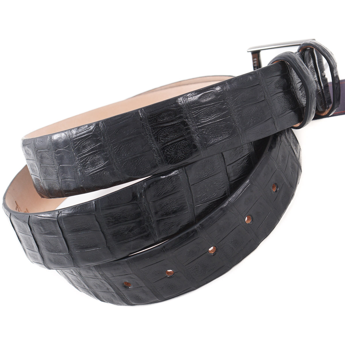 Isaia Black Genuine Crocodile Belt - Top Shelf Apparel