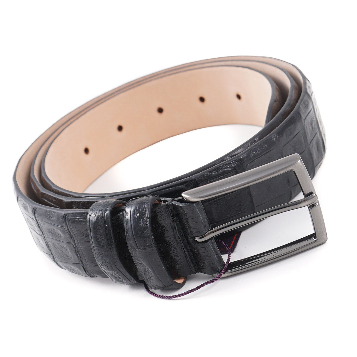 Isaia Black Genuine Crocodile Belt - Top Shelf Apparel