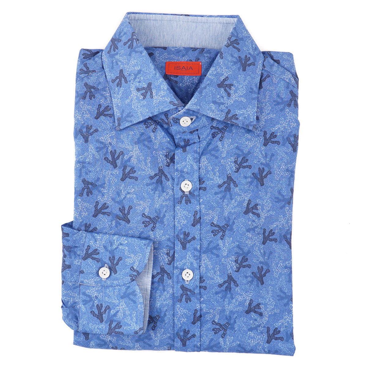 Isaia Coral Branch Print Cotton Shirt - Top Shelf Apparel