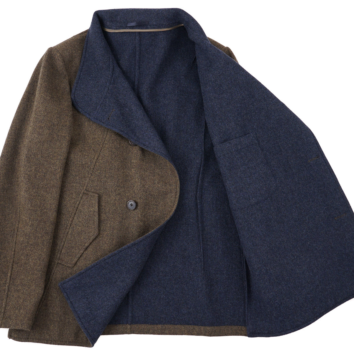 Belvest Flannel Wool-Cashmere Pea Coat