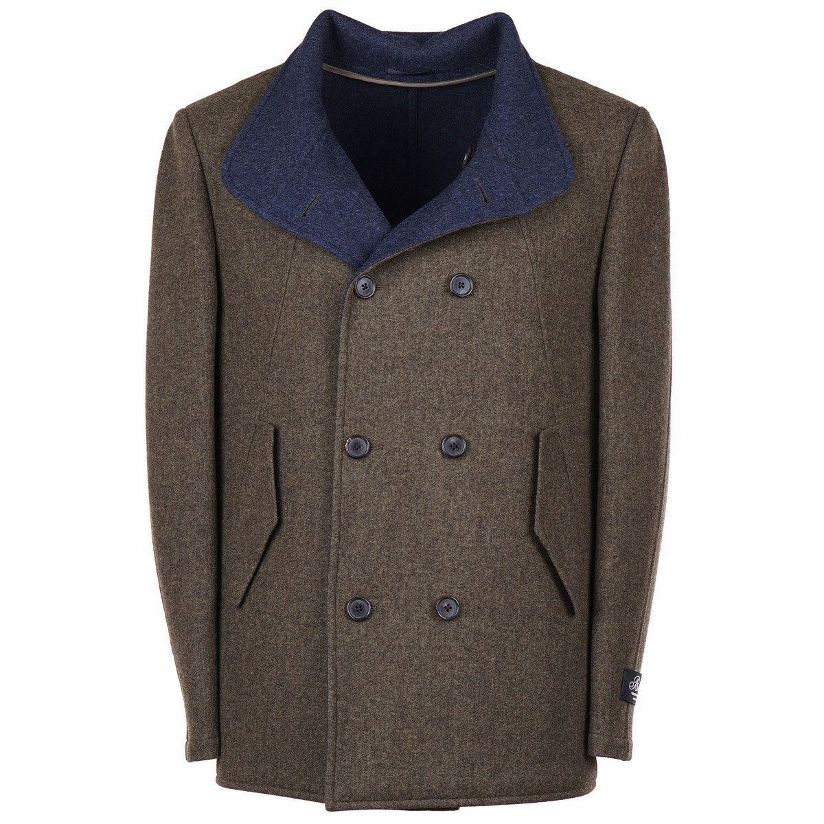 Belvest Flannel Wool-Cashmere Pea Coat