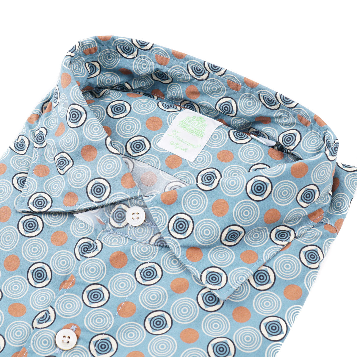 Finamore Geometric Deco Print Cotton Shirt - Top Shelf Apparel