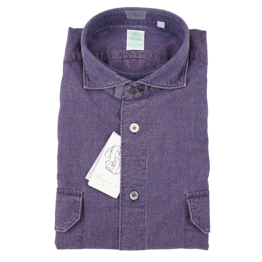 Finamore Overdyed Denim Cotton Shirt - Top Shelf Apparel