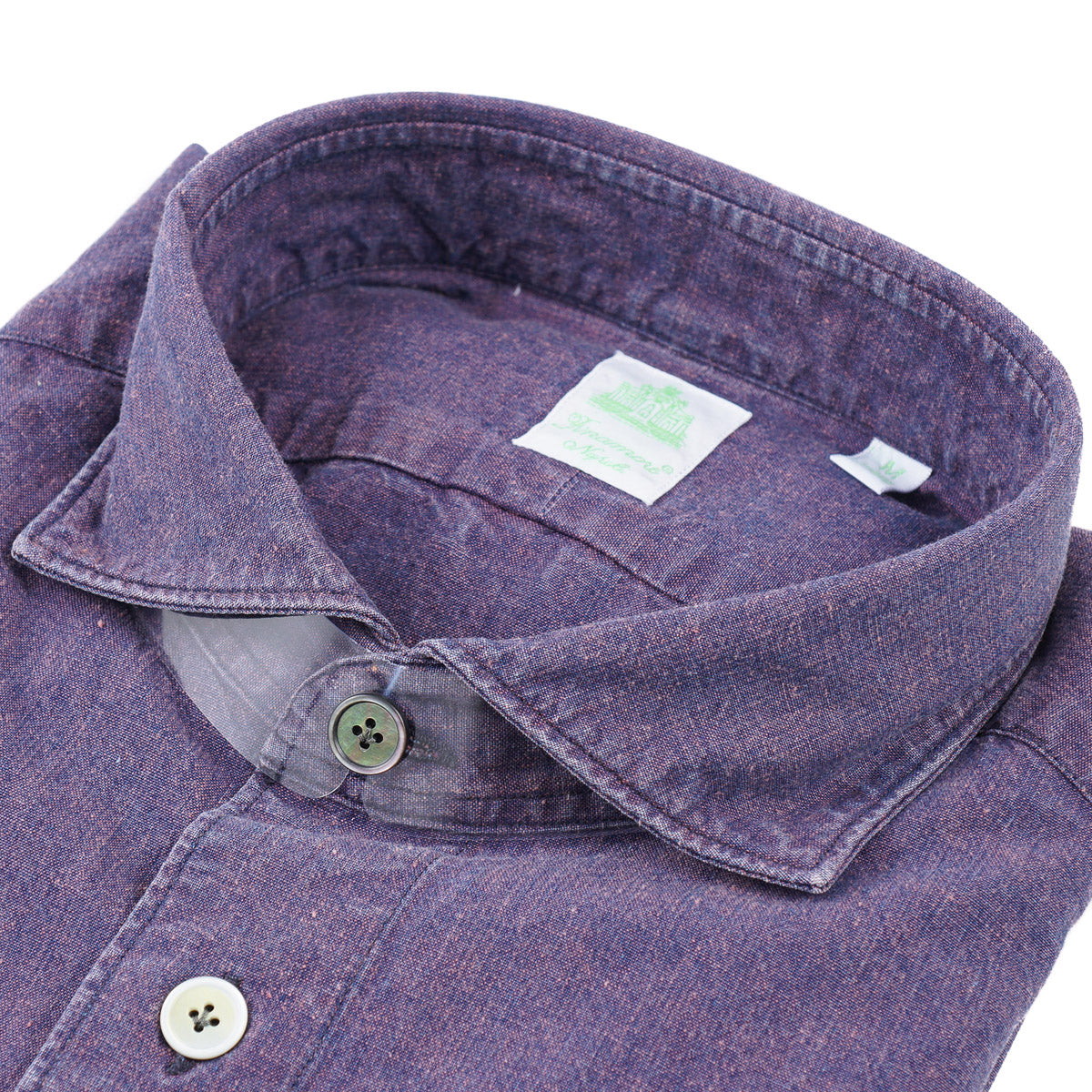 Finamore Overdyed Denim Cotton Shirt - Top Shelf Apparel