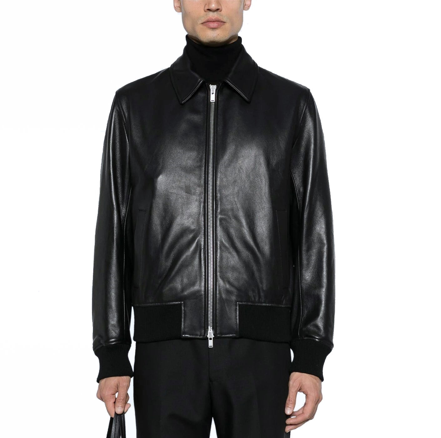 Lardini Lambskin Leather Bomber Jacket - Top Shelf Apparel