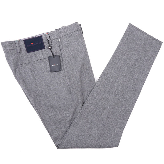 Kiton Button-Fly Flannel Wool Pants