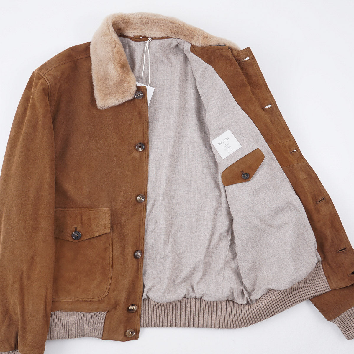 Rifugio Wool-Lined Suede Bomber Jacket