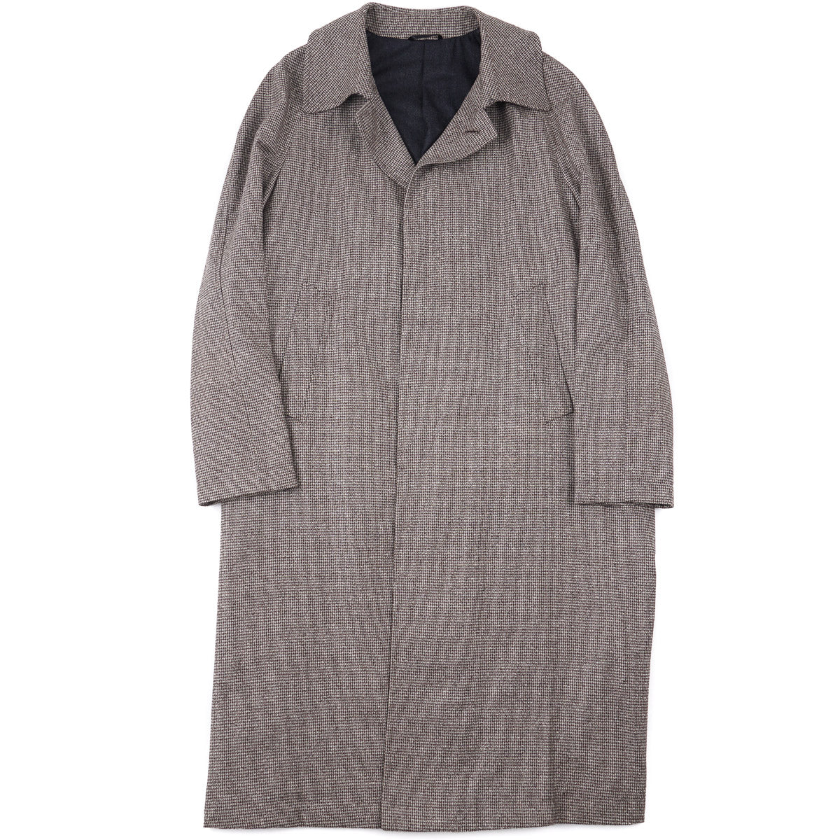 Belvest Houndstooth Wool Overcoat