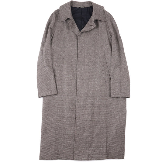 Belvest Houndstooth Wool Overcoat