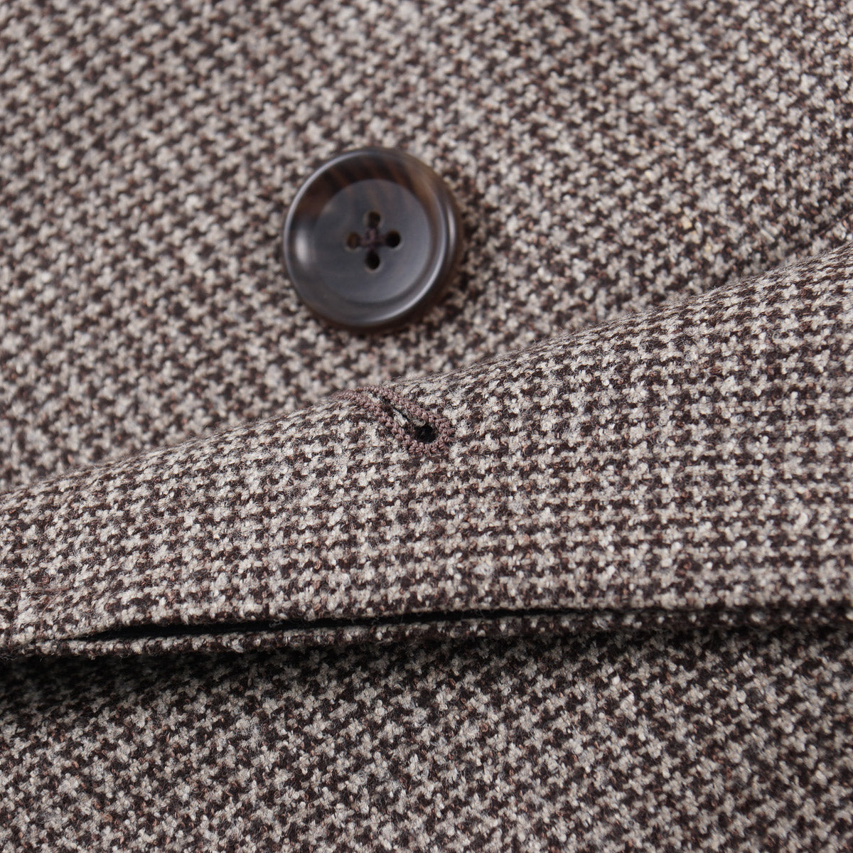 Belvest Houndstooth Wool Overcoat
