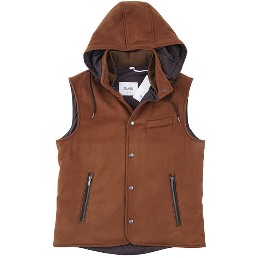 Manto Flannel Cashmere Vest with Hood