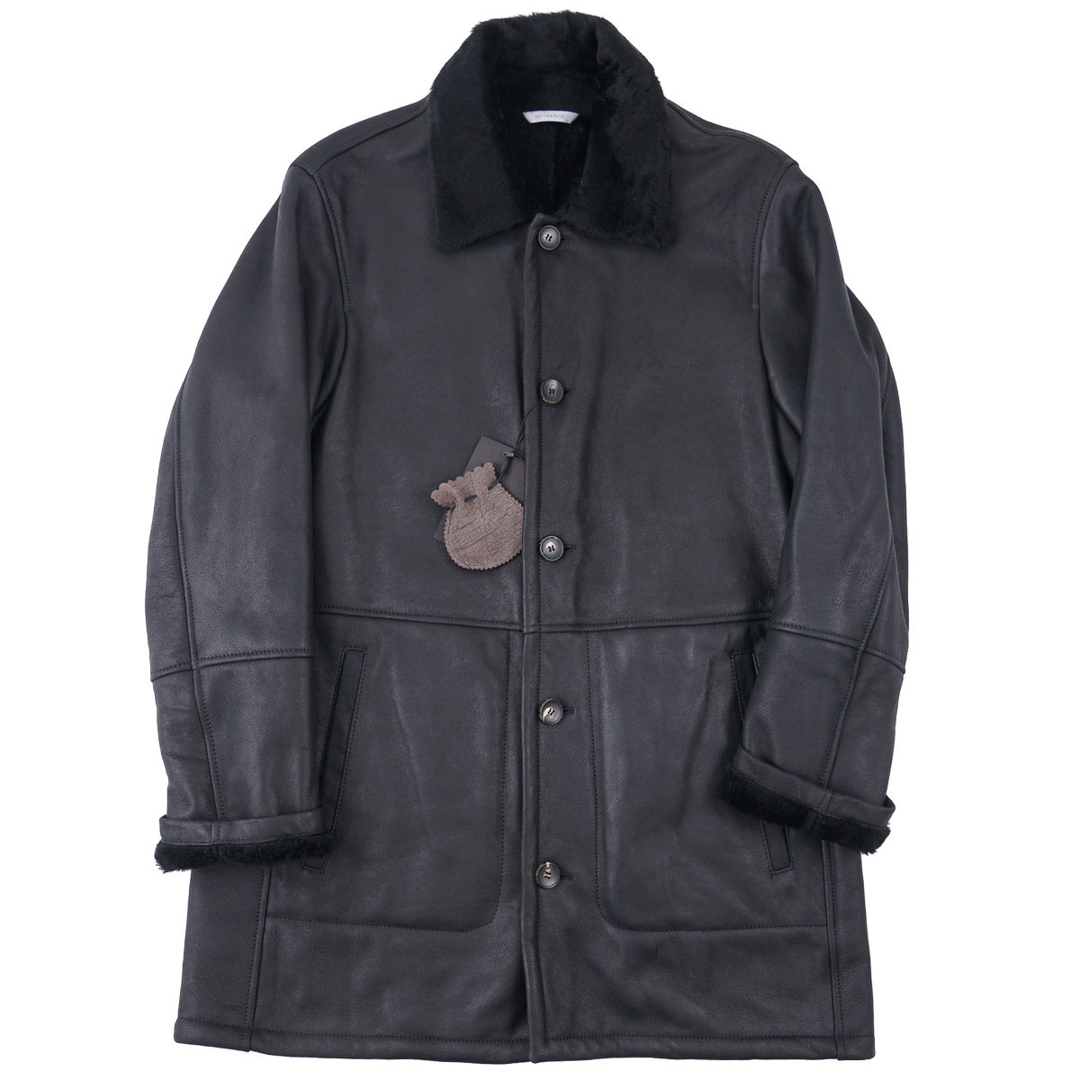 Hettabretz Satin Shearling Leather Overcoat - Top Shelf Apparel