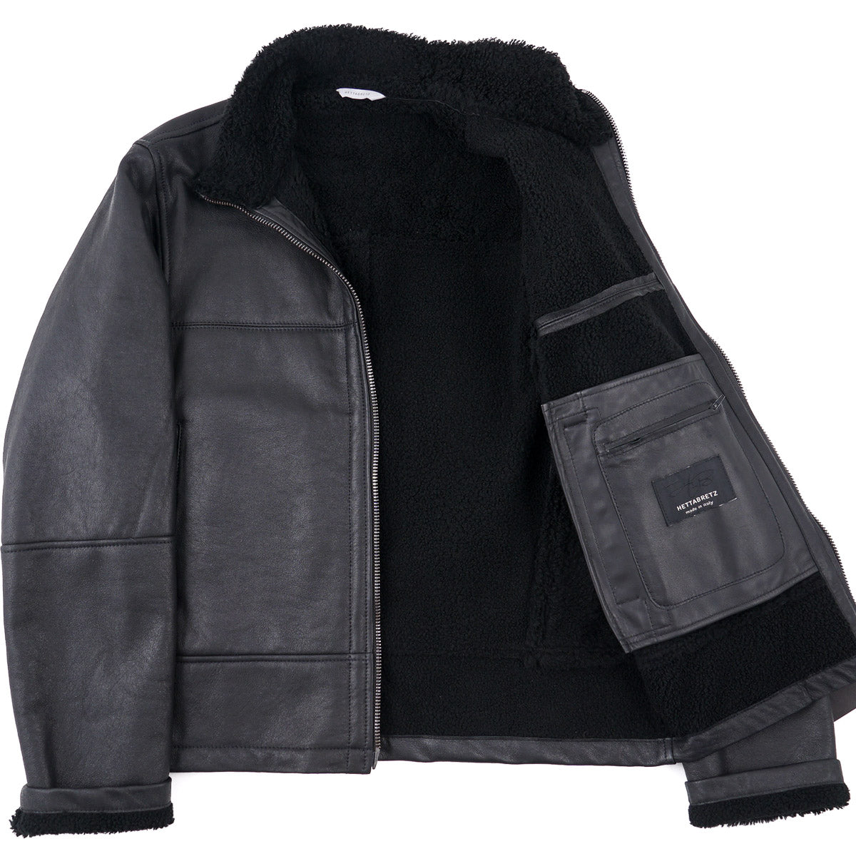 Hettabretz Shearling Leather Bomber Jacket