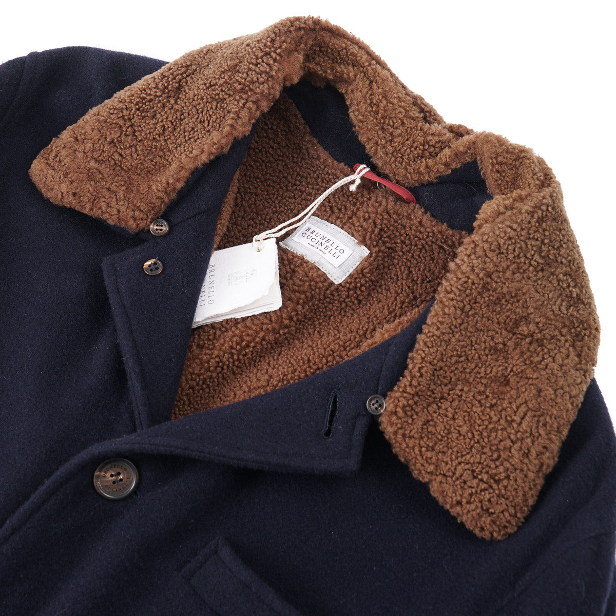 Brunello Cucinelli Cashmere Coat with Shearling Lining - Top Shelf Apparel