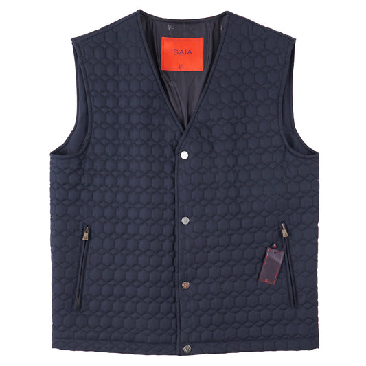 Isaia Geometric Quilted Padded Wool Vest - Top Shelf Apparel