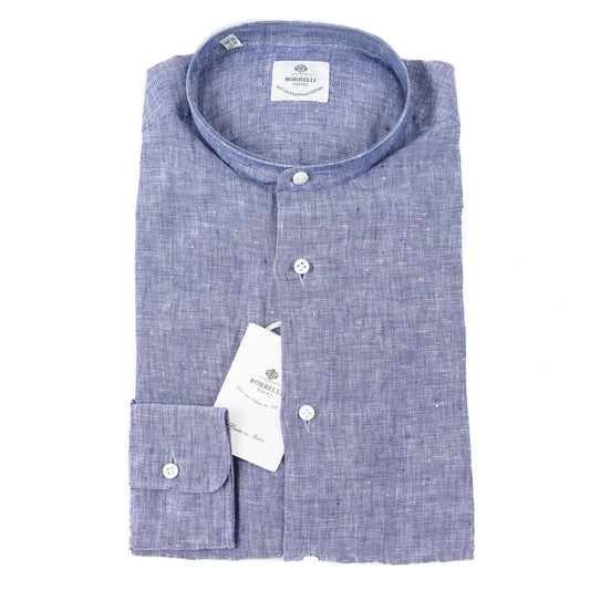 Luigi Borrelli Linen Shirt with Band Collar - Top Shelf Apparel