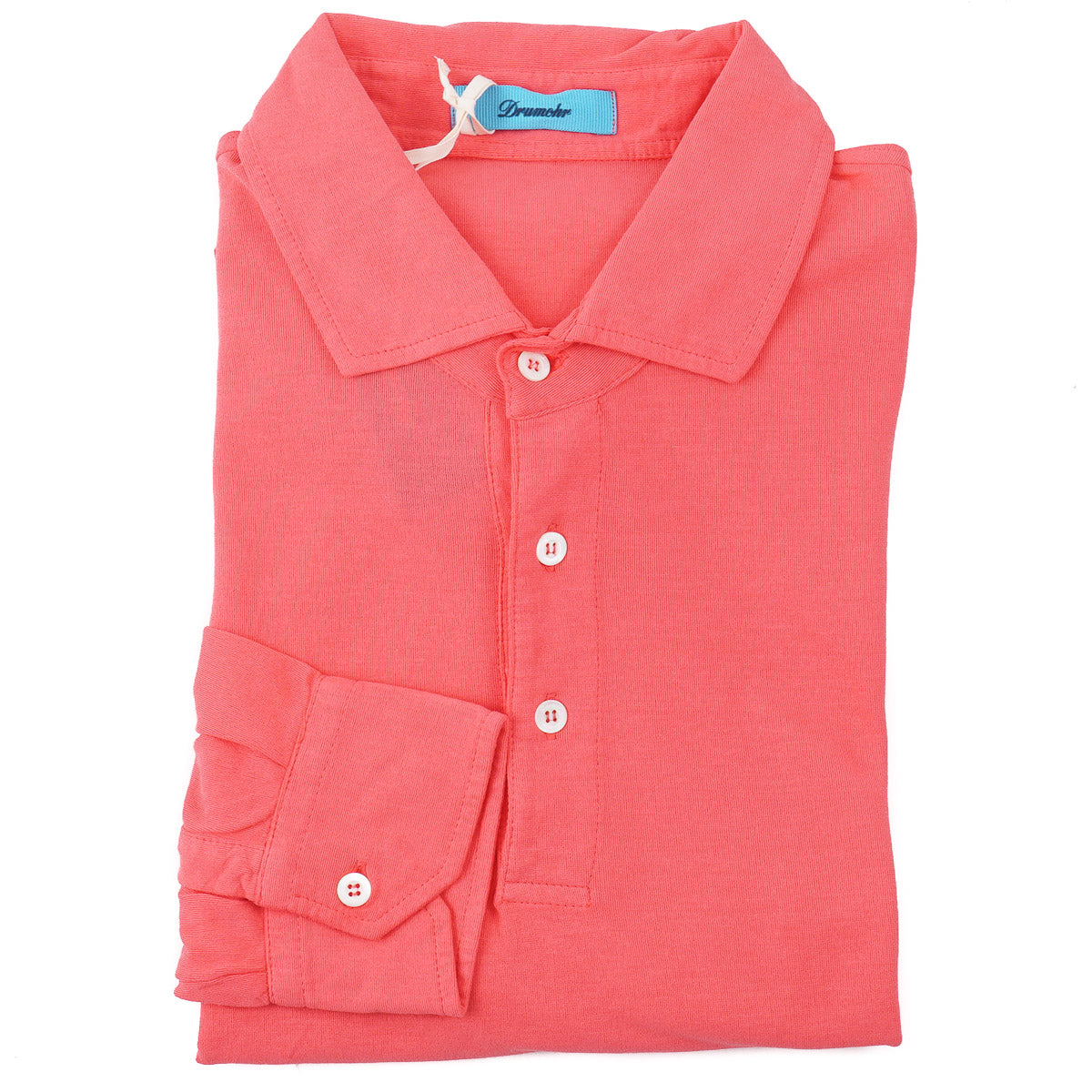Drumohr Long Sleeve Jersey Cotton Polo - Top Shelf Apparel