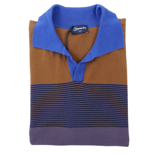 Drumohr Colorblock Knit Cotton Polo Shirt