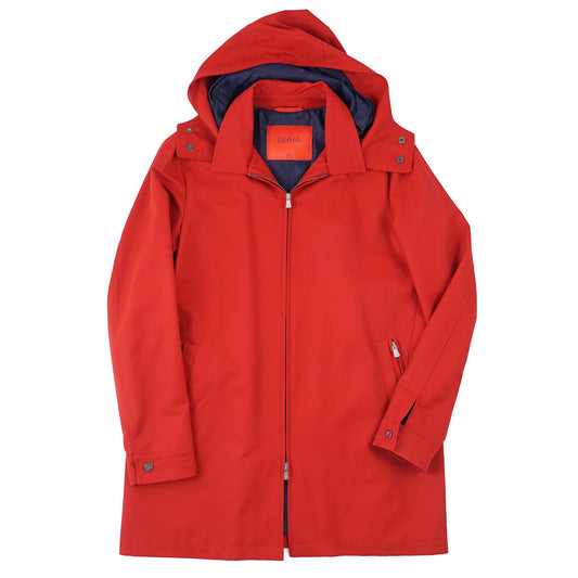 Isaia Light Wool Overcoat with Hood