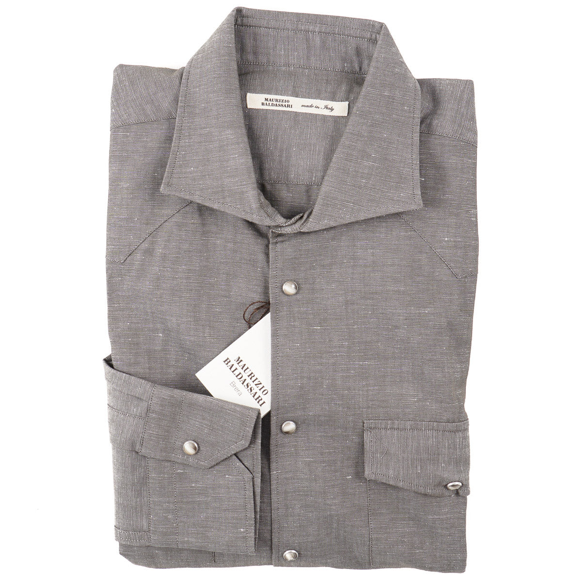 Maurizio Baldassari Linen-Cotton Western Shirt - Top Shelf Apparel