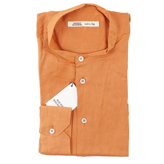 Maurizio Baldassari Band Collar Linen Shirt
